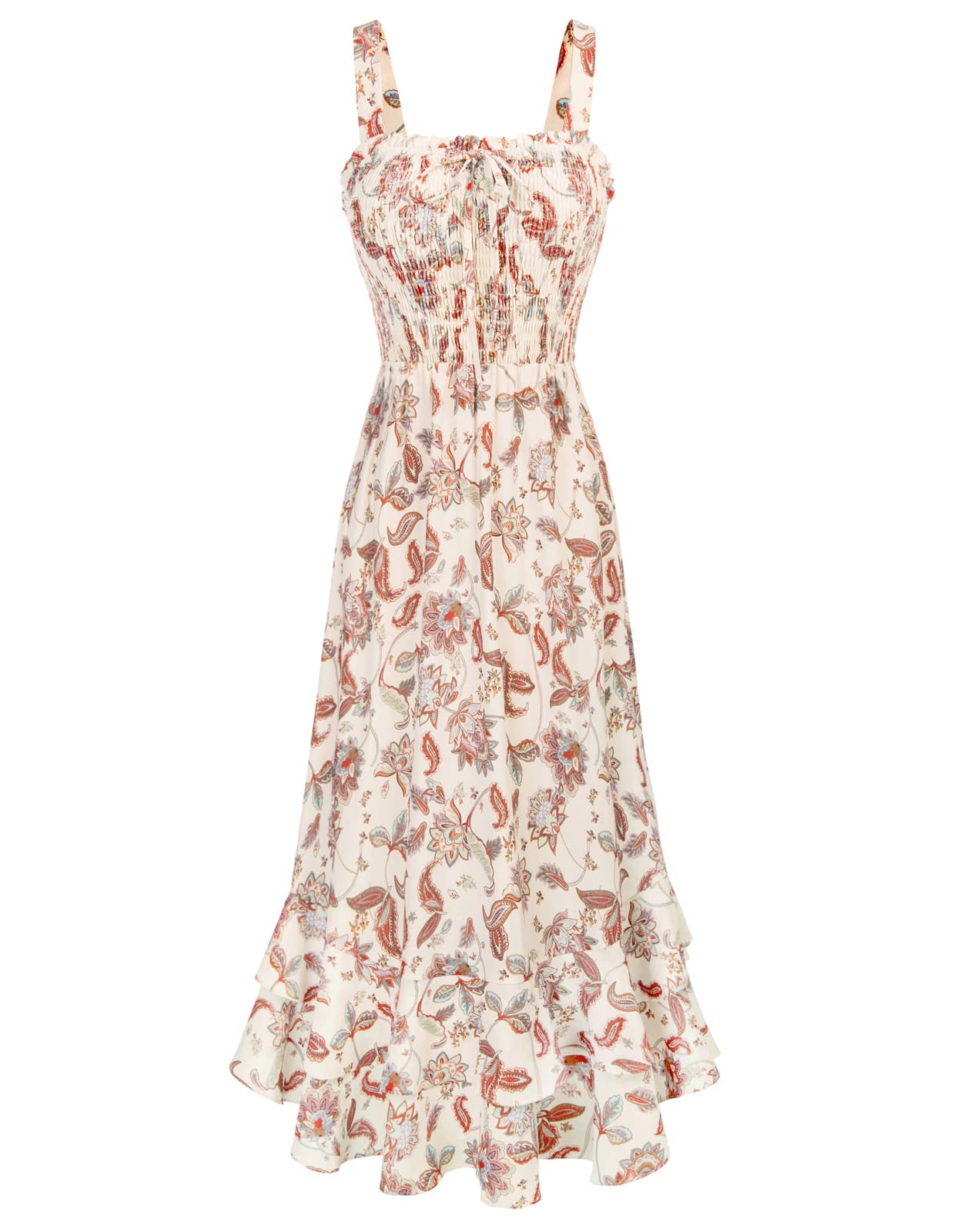GRACE KARIN Women's 2025 Summer Floral Boho Dress Square Neck Strapped Swing A Line Sundress Beach Long Maxi Outfits