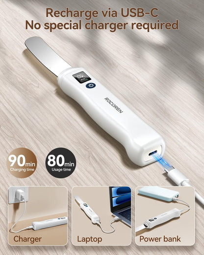 Rocoren Heating Butter Knife, 304 Stainless Steel Cold Butter Spreader,Real-time Smart Display Temp & Battery,Dual Temp Modes for Cheeses,Preserves,Other Spreads with Ease,for Kitchen,Restaurant,Party