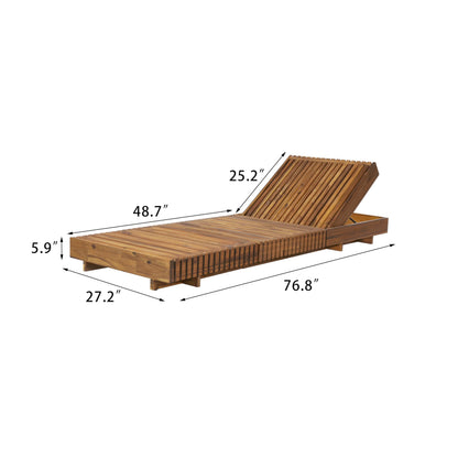 Christopher Knight Home Habers Acacia Acacia Wood Chaise Lounge with Triple Folds Cushion, Outdoor Sun Lounger with Adjustable Backrest, 77'' Patio Recliner Chair for Poolside Backyard, Teak+Dark Gray