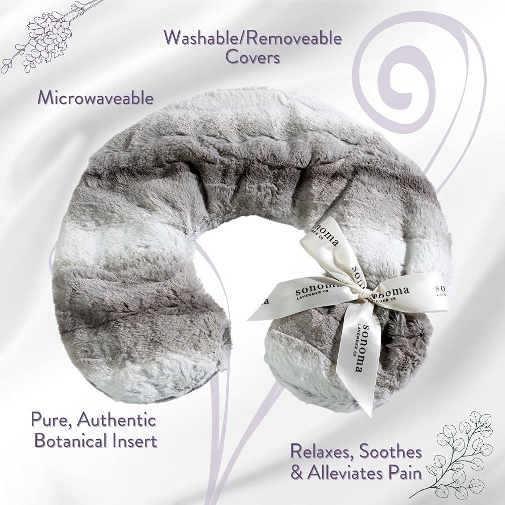 Sonoma Lavender Luxury Eucalyptus/Lavender Heatable/Chillable Neck Pillow, Microwaveable for Neck and Shoulders with Removable Washable Covers, Great for Relaxation and Pain Relief (Green Dot)