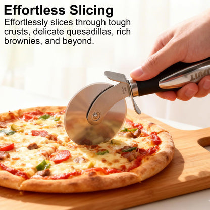 Usuit Premium Pizza Cutter Wheel and Server Set – Sharp Stainless Steel Slicer & Pie Server – Professional Dough Roller and Pastry Cutting Tools for Family Gatherings and Kitchen Parties