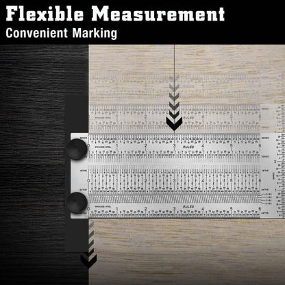 Smgda Precision Marking T-Rule Stainless Steel T Square with Mechanical Pencil & 0.5mm Refill Scribing Line Ruler for Marking or Measuring, for Carpenters, Designers, Architects, Engineers 200mm