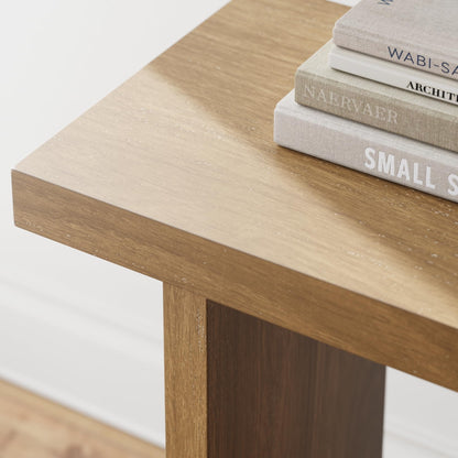 Nathan James Virgo Wood Accent Storage Console Sofa Table, for Entryway, Hallway or Living Room, Light Brown - Set of 2