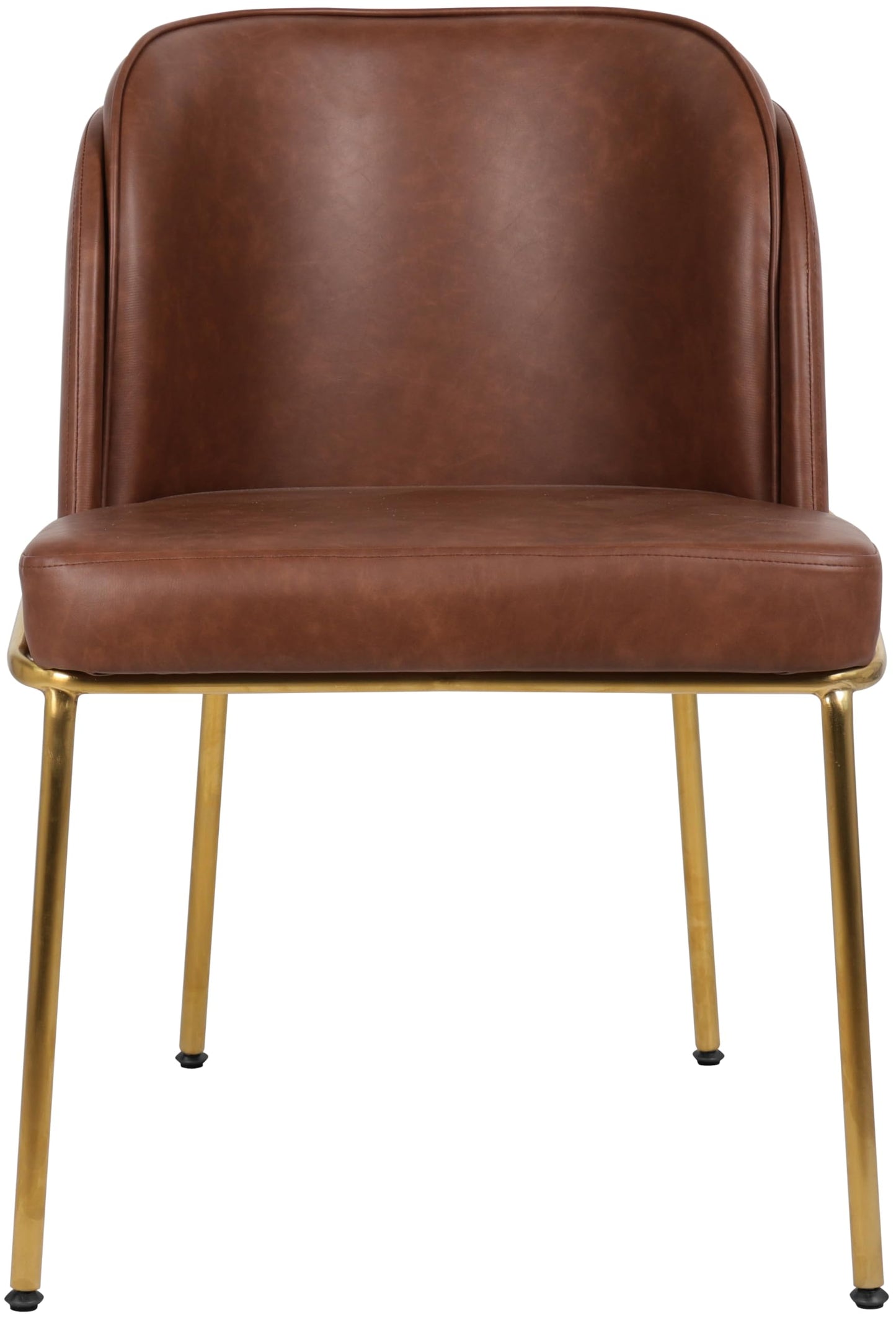 Meridian Furniture 882Brown-C Jagger Collection Modern | Contemporary Dining Chair, Soft Brown Vegan Leather, Brushed Iron Legs, Rounded Double Cushion Back, 22" W x 23" D x 31" H, Brown, Set of 2