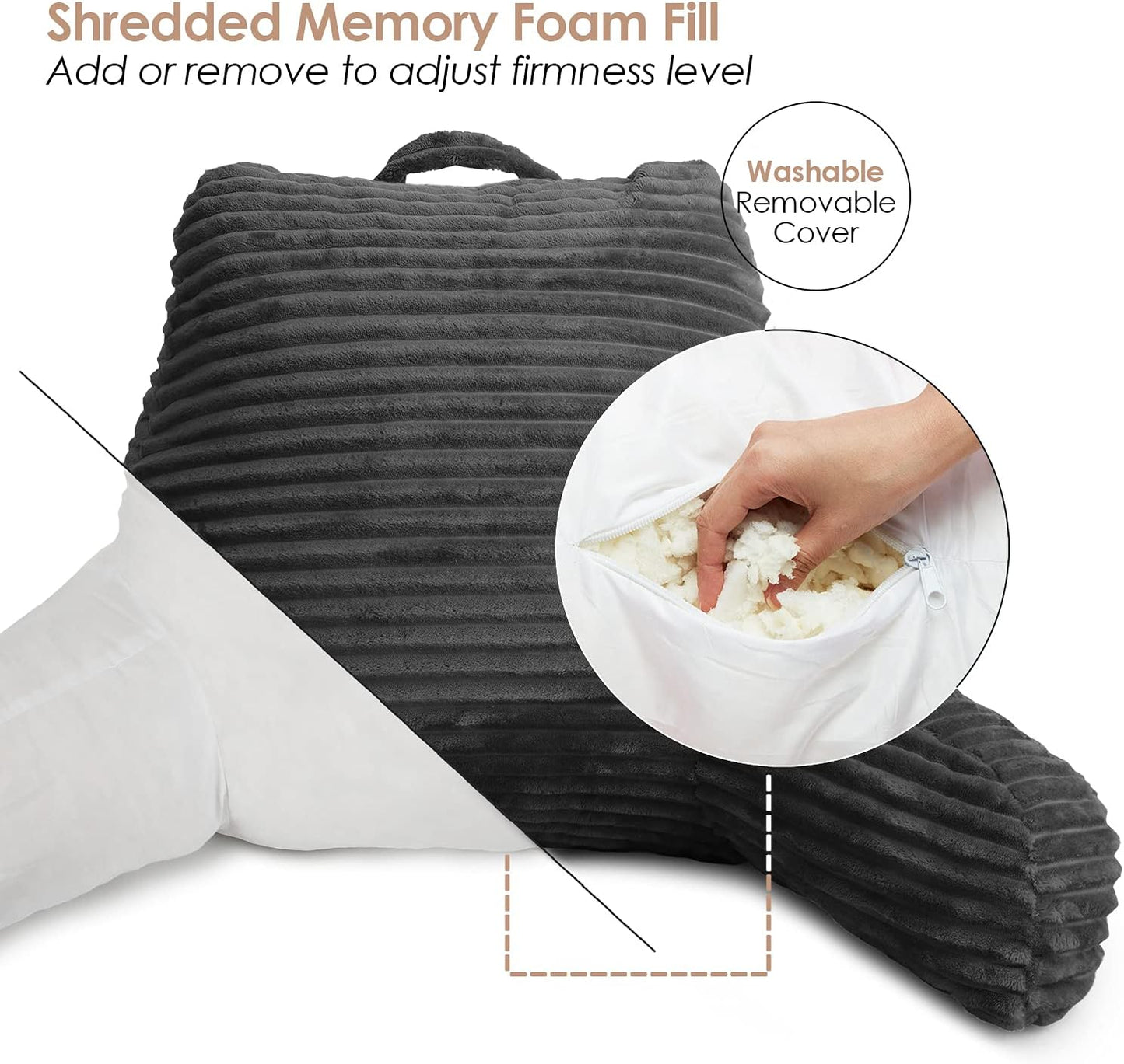 Clara Clark Reading Pillow for Bed Adult Back Pillow for Sitting in Bed, Standard Plush Bed Pillows for Sitting Up