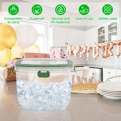 Ice Bucket with Lid and Tong Sealed,5L Ice Cube Bucket,Portable Ice Bucket Container Wine Bucket with Handle,Ice Storage Bin for Cocktail Freezer Bar Parties Barbeque Camping, Green