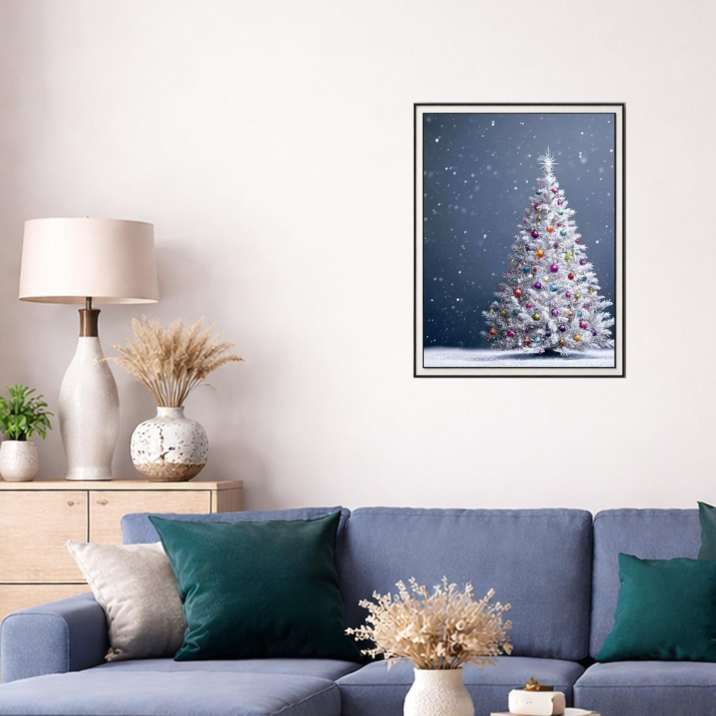IOHEFY White Christmas Tree Diamond Painting 12 x 16 Inch Full Drill Acrylic Diamond Art DIY Crystal Rhinestone Winter Holiday Artwork Nano Pearlescent Canvas Wall Decor Gift