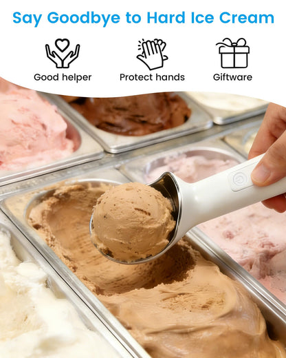 Heated Ice Cream Scoop Rechargeable, Heating Electric Ice Cream Scooper with LED Display, 158°F Warming Spoon for Hard Icecream