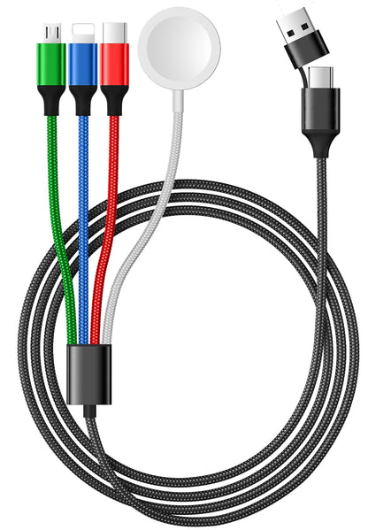 Temdan for Travel Vacation Essentials,3 in 2 USB C Cable for Apple Watch Charger/iPhone 17 Charger/Lightning,Multi Charging Cable Cord,Camping Essentials,Designed for iWatch &iPhone 16-12-5FT Purple
