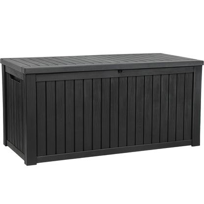 YITAHOME 220 Gallon XL Deck Box Large Outdoor Storage w/Divider for Patio Furniture,Outdoor Cushions, Garden Tools, Sports Equipment and Pool Supplies, Waterproof, Resin, Lockable, Black