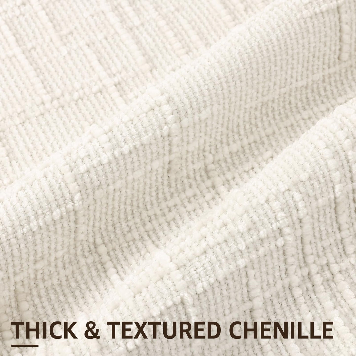 decorUhome Summer Cream White Chenille Throw Pillow Covers 18x18 Set of 2 Textured Cozy Slubby Couch Pillow Covers Modern Farmhouse Boho Decorative Pillow Cases for Bed Sofa Living Room
