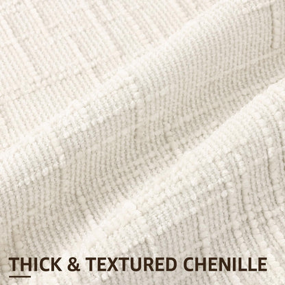 decorUhome Summer Cream White Chenille Throw Pillow Covers 18x18 Set of 2 Textured Cozy Slubby Couch Pillow Covers Modern Farmhouse Boho Decorative Pillow Cases for Bed Sofa Living Room