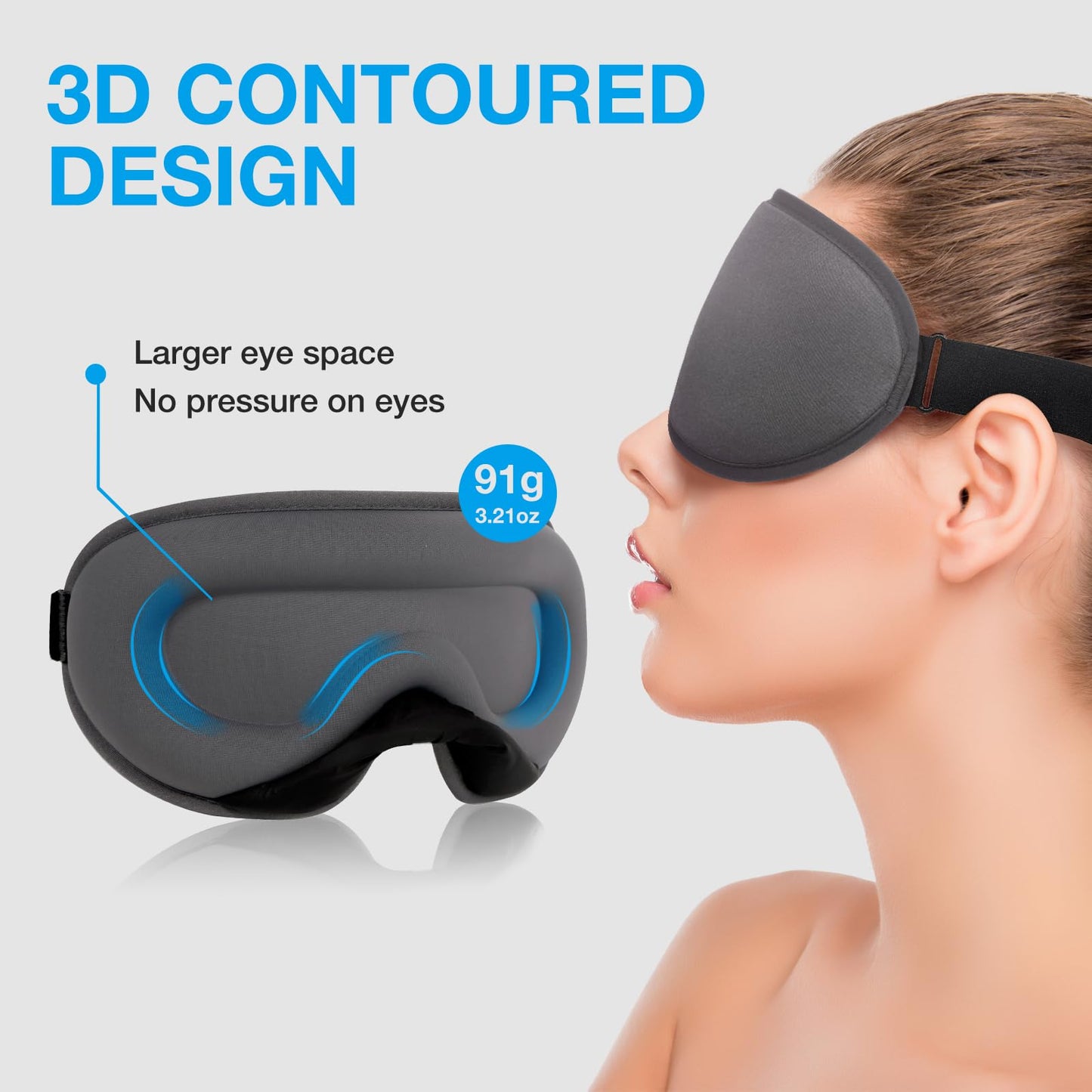 LYSIAN Sleep Eye Mask Men Women-3D Concave Comfortable Cooling Mask Blindfold for Adult Night Sleep Eyes Cover with Foam Ear Plugs for Sleeping, Yoga, Nap, Travel, Black
