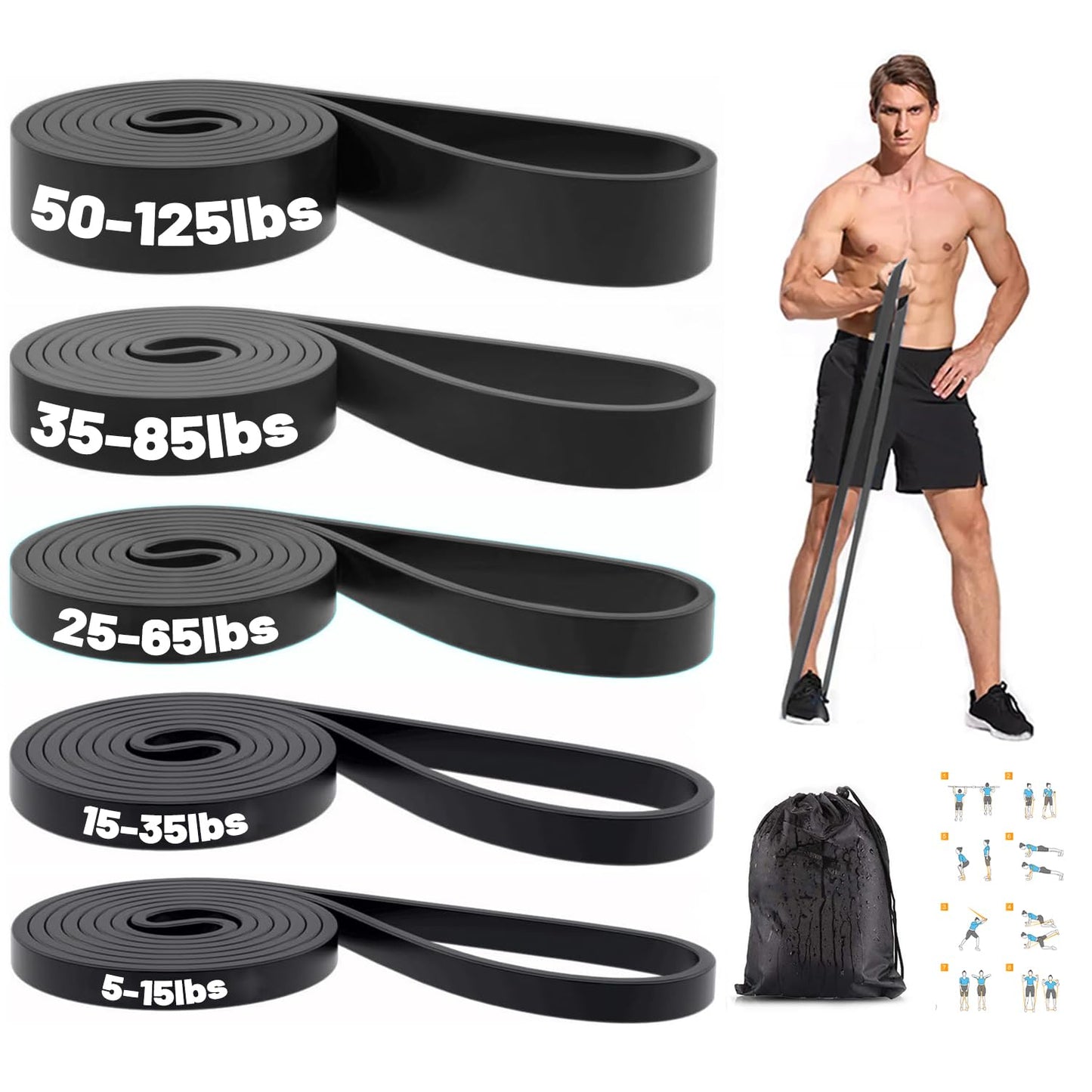 Resistance Bands, Pull Up Bands, Exercise Workout Bands for Working Out, Pull Up Assistance Bands Set for Men & Women, Body Stretching, Physical Therapy, Muscle Training