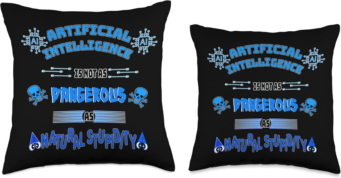 Funny AI Tech Geek Sarcastic Throw Pillow, 16x16, Multicolor, Blue