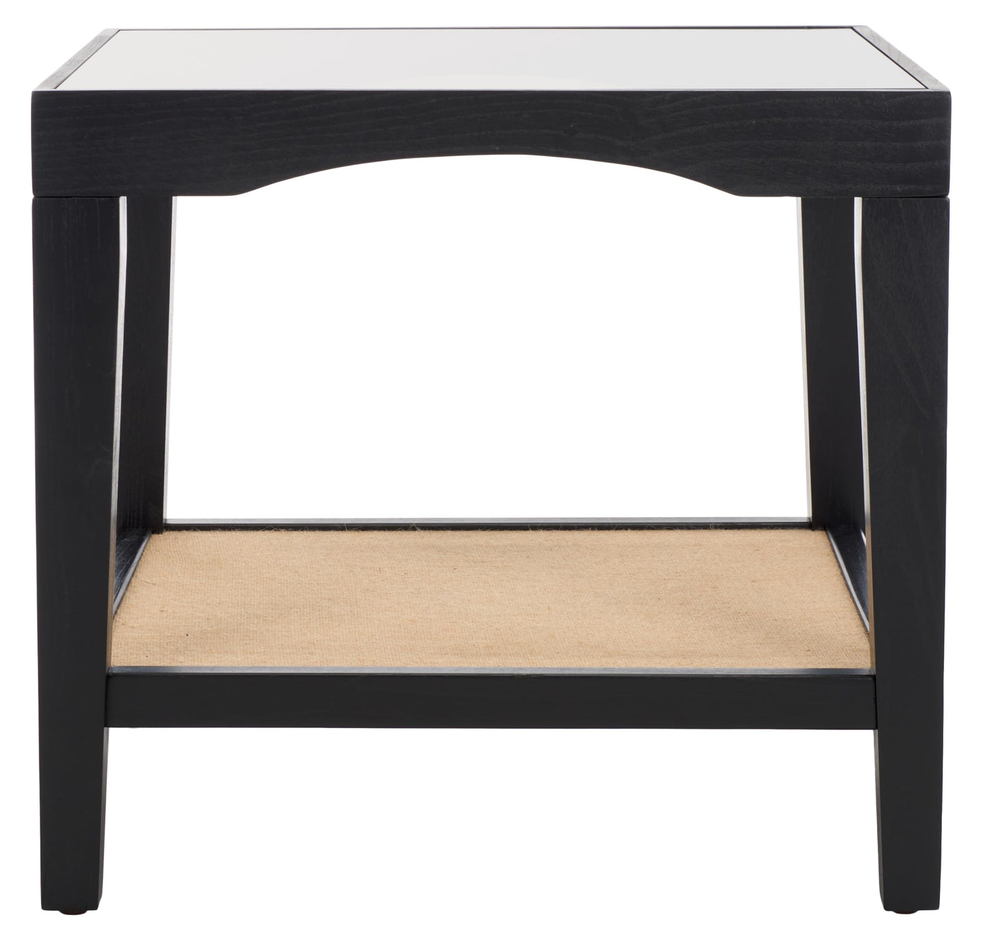 SAFAVIEH Couture Collection Nicolella Black Square Glass & Linen Accent Table
