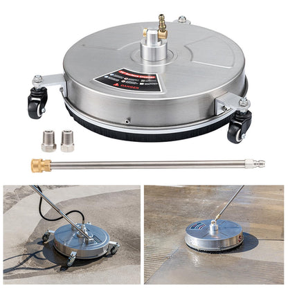 TRELVEX Pressure Washer Surface Cleaner Heavy-Duty Surface Cleaner Pressure Washer Surface Cleaner with Wheels Stainless Steel Housing Quick Connector Power Washer Attachment Stainless Steel