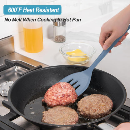 Silicone Spatula Turner Set, High Heat Resistant Spatulas with Seamless One Piece Design, Nonstick Rubber Flippers Utensils for Baking & Cooking,BPA-Free, Starry Blue,11IN