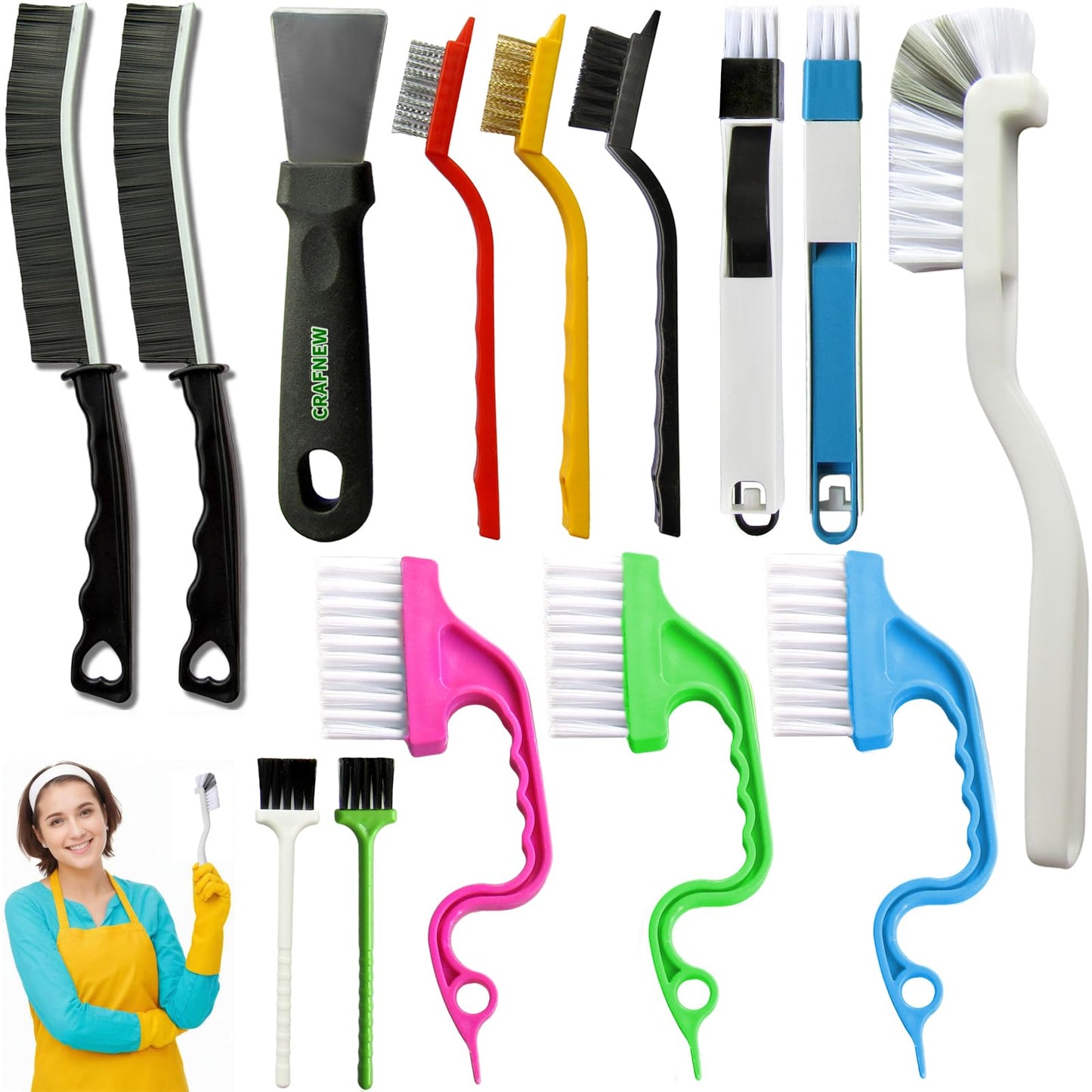 14Pcs Small Crevice Cleaning Brush Set, Groove Gap Cleaning Tool for Cleaning Kitchen,Bathroom, Corner, Sink,Door,Window Track,Cup