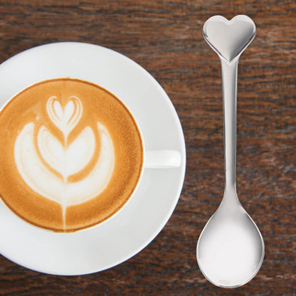 12pcs Silverware Coffee Spoon Set, Heart Shaped Stainless Steel Dessert Spoons for Ice Cream, Tea, Valentines Day