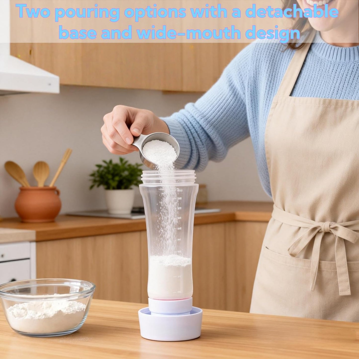 Vziokk Pancake Batter Dispenser, 33 Oz Pancake Mixer Bottle with Silicone Spatula and Spoon, Kitchen Squeeze Batter Dispenser and Mixer with BlenderBall for Pancake, Waffle, Crepe, Muffin, Cupcake