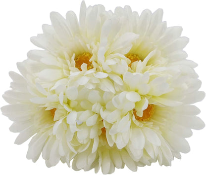 TOPIA Artificial African Daisies Flowers, Pack of 10 White Silk Gerbera Daisies