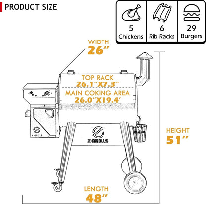 Z GRILLS 2026 Upgrade 8-in-1 Electric Wood Pellet Grill & Smoker with PID V3.0 Controller, LCD, 697 Sq In,Meat Probes, Easy Hopper Clean-out & Grill Cover