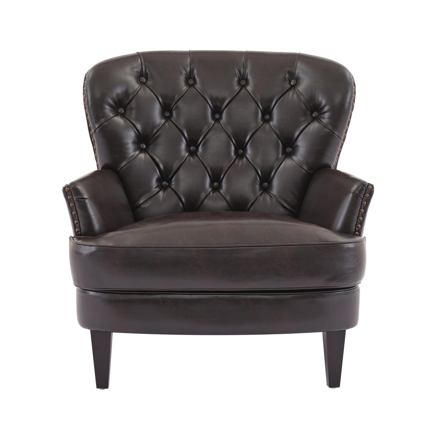 Christopher Knight Home Tafton Tufted Leather Club Chair, Brown 35D x 33.5W x 34.5H in