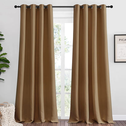 NICETOWN Blackout Curtains - Noise Reducing 102-Inch Length, 2 Panels, Gold Brown | W55 x L102 for Luxury Decor