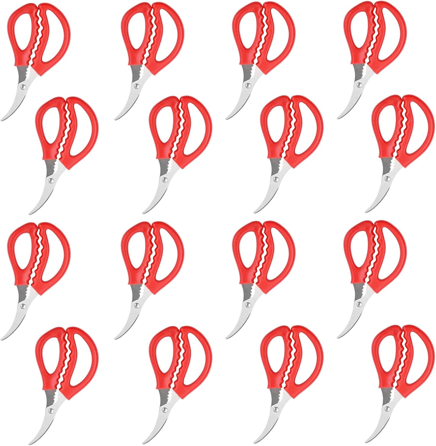 16PCS Red Seafood Scissors Bulk - Multifunctional Crab Leg Crackers for Kitchen Seafood Peeling
