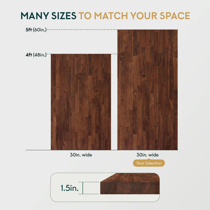Bme Hevea Solid Wood Butcher Block Countertop, Wood Table Top, Butcher Block Desk Table Top for DIY Kitchen Island, Washer Dryer, or Workstation – Walnut - Finished - 60" L x 30" W x 1.5" Th