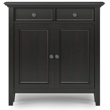 SIMPLIHOME Amherst Solid Wood 36 inch Wide Small Storage Bench and 36 inch Wide Storage Cabinet in Hickory Brown for the Living Room, Entryway, and Family Room, Transitional Style