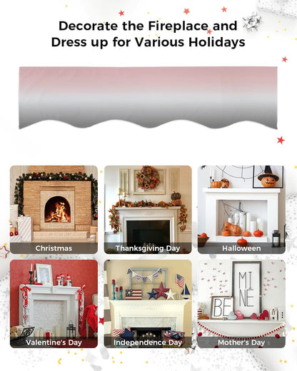 Ombre Mantle Scarf for Fireplace, Blush Pink and Gray Gradient Indoor Mantel Top Runner, 17 x 70 Inch