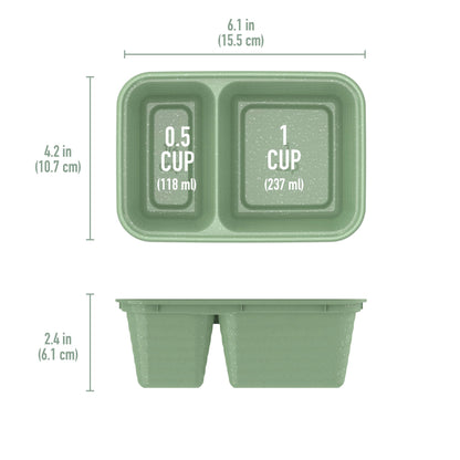 Bentgo Prep - 2-Compartment Snack Containers with Lids - Reusable, Microwaveable, Durable, PFAS & BPA-Free, Freezer, & Dishwasher-Safe Meal Prep Food Storage - 10 Trays & 10 Lids (Basil Glitter)