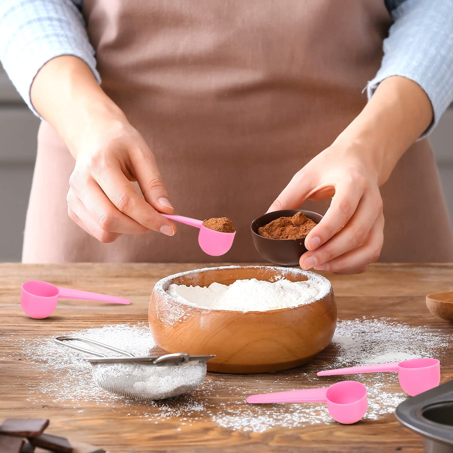Meanplan 80 Pack Plastic Tablespoon Measuring Spoons Bulk (20 ml | 20 Cc | 1.33 Tablespoon | 4 Tsp) Coffee Scoops Teaspoon Pack for Measuring Coffee Tea Milk Grain Spices Protein Pet Food (Pink)