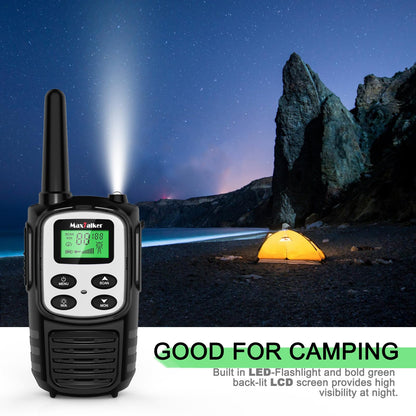 Walkie Talkies Long Range for Adult, MT10 Rechargeable Walkie Talkies FRS Two Way Radio, NOAA, 1200mAh Li-ion Battery USB-C Cable, LED Flashlight, VOX Walkie Talkie for Hiking Camping 2Pack