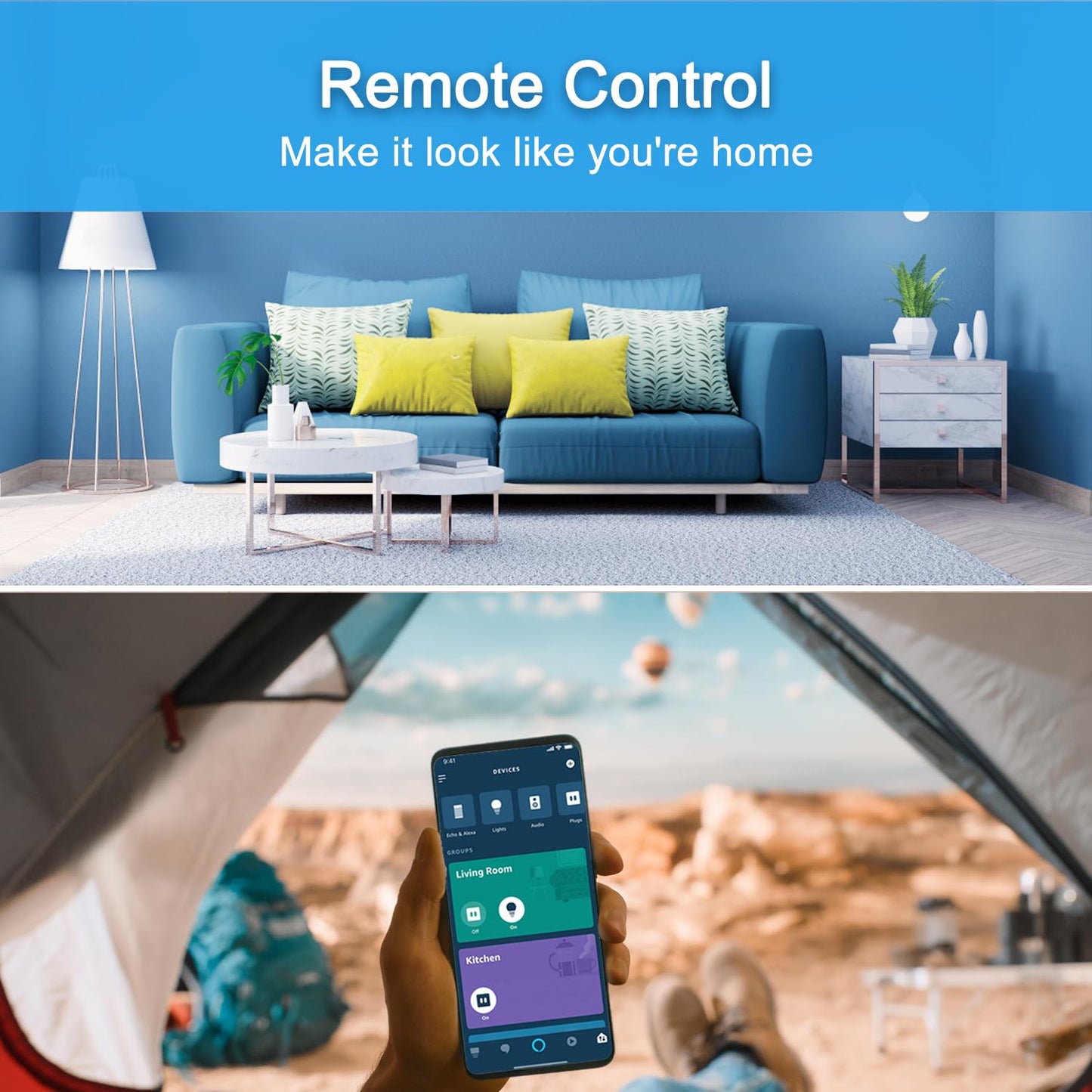 YNF Smart Plug, Simple Setup with One Voice Command, Works with Alexa Only, Remote Control with Timer Function, Bluetooth Mesh Outlet, Alexa Echo Required （2 Pack）