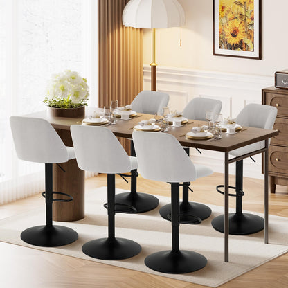 COLAMY Bar Stools Set of 4, Modern Swivel Bar Chairs, Adjustable Upholstered Barstools Counter Height with Full Backrest for Bar, Dining Room, Kitchen Island, Grey