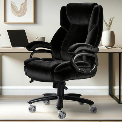 Indulgear 500lbs Fabric Big and Tall Office Chair,500lbs Heavy Duty Office Chair for Heavy People, High Back Executive Computer Chair with Adjustable Lumbar Support, Dual Rubber Wheel