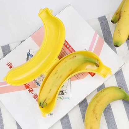 Rosojodg Yellow Cute Banana Storage BPA-Free Outdoor Travel Case,Box Holder Case Keep Fresh Banana Keeper and Protector, Banana Carrier Storage Box for Picnic Camping,Container Sets Food Containers