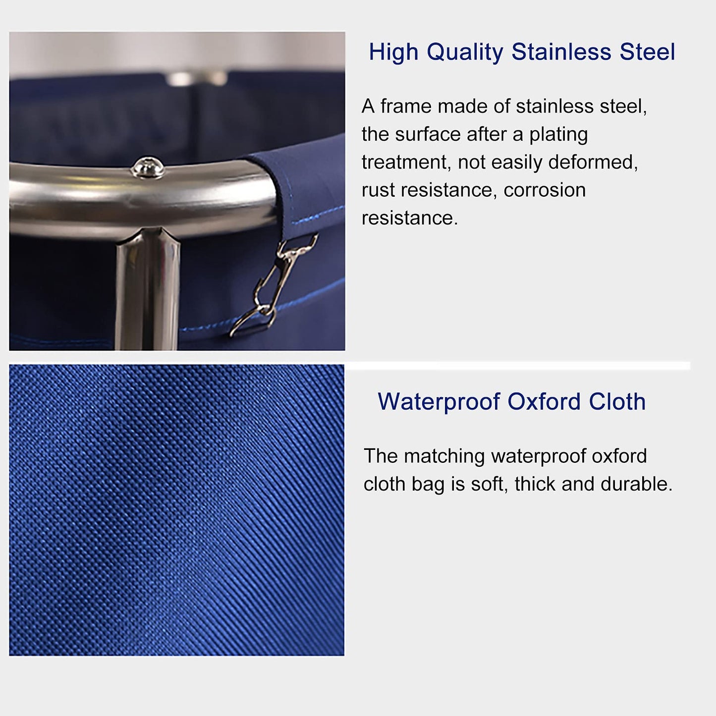 Movable Hand Trucks Linen Cart Hotel Clothes Storage Laundry Sorter Hamper Trolley Removable Washable Bag Stainless Steel Frames Blue 90X65X80Cm (Blue 90X65X80Cm)