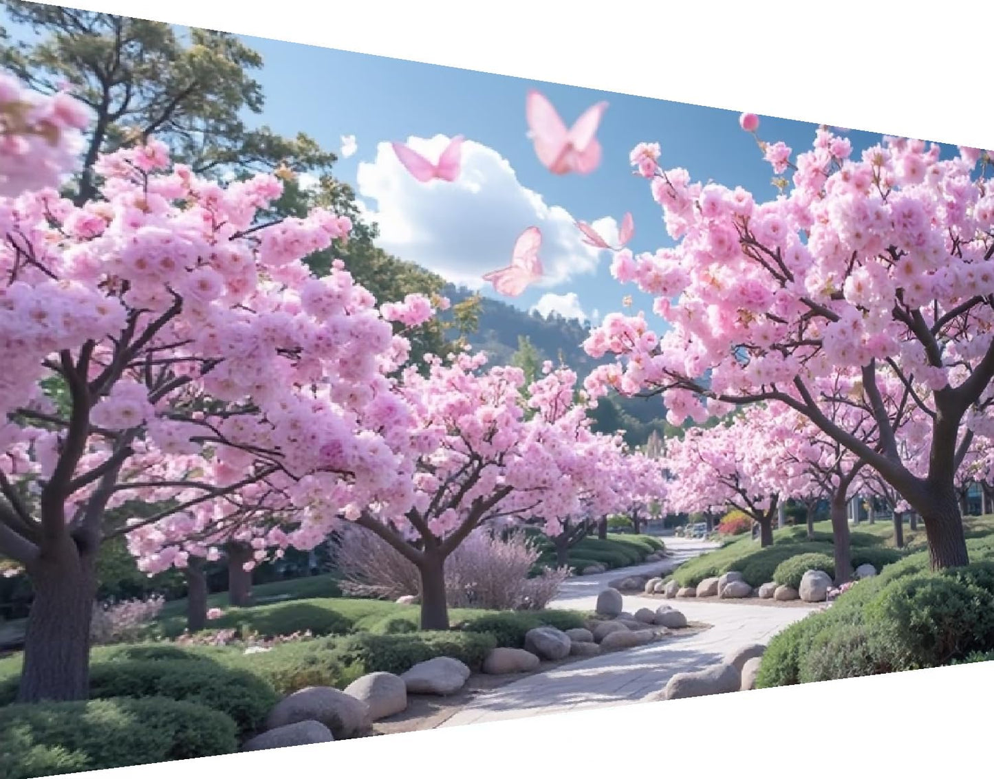 BOHADIY Large Diamond Art Kits for Adults, Cherry Blossoms Flower Diamond Art Painting Kits for Adults, 5D DIY Full Drills Mountain Sakura Craft for Gifts, Home Wall Decor 27.5 X 15.7 Inch