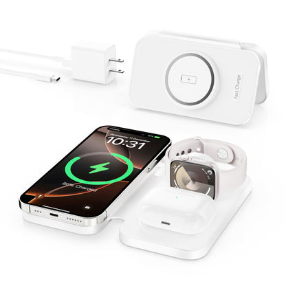 2025 Traveling Portable Wireless Mag-Safe Fast Charging Station,Magnetic 3 in 1 Charger for iPhone 17 16 15 14 13 12 Pro Max Plus,Apple Watch Series & Air pods 4 3 2 Pro-Gifts for Family