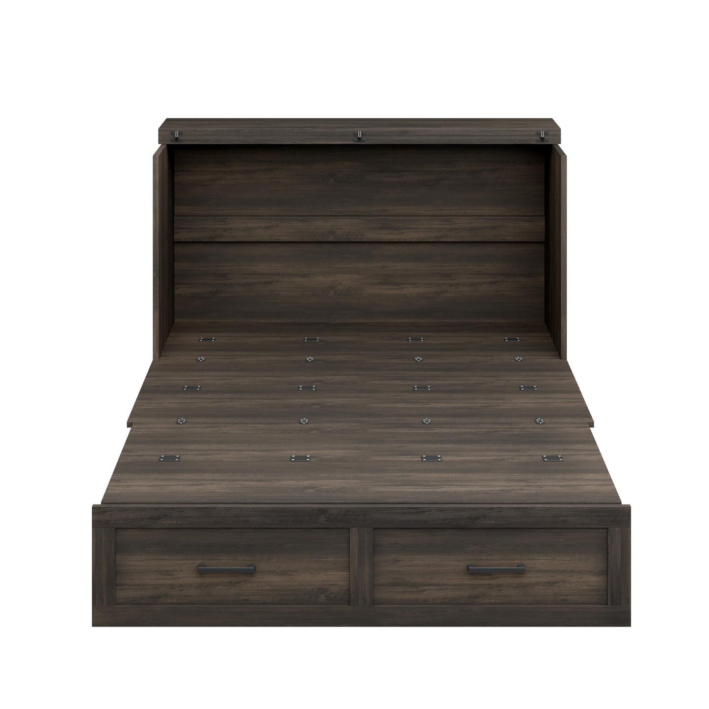 Bellemave Full Size Murphy Bed with Charging Station and Storage, Farmhouse Murphy bedframe with Foldable Panel, Noisy Free, for Guest Bedroom, Living Room, Office, Rustic Gray