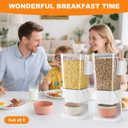 Osacoe Cereal Dispenser Countertop 2 Pack with Bowls Spoons Cutlery Box,5.5 QT Dry Food Dispenser Snack Organizer Containers Storage with Lids for Pantry Kitchen Organization Oatmeal Nut Granola Candy