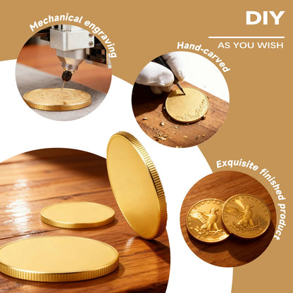 20PCS Brass Coin Blanks 40mm Diameter 2mm Thickness Laser Engravable Coins for DIY Customization Personalized Gifts Challenge Coins Memorial Projects