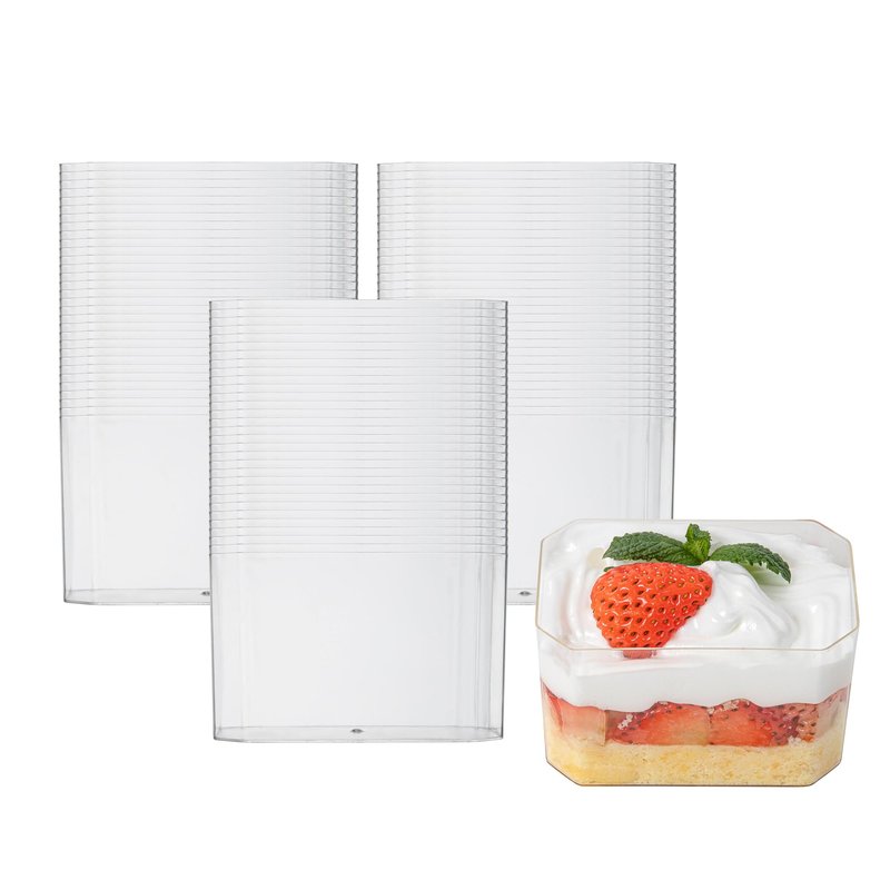 Restaurantware Mini Serve 3.4 Ounce Plastic Dessert Cups, 100 Disposable Round Serving Cups - Lids Sold Separately, Stackable, Clear Plastic Parfait Cup, Durable, For Ice Cream, Gelato, And Sorbet