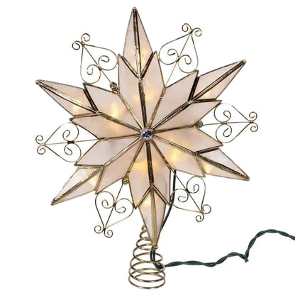 Kurt Adler 10 Lights LED Capiz Star + Scroll Treetop