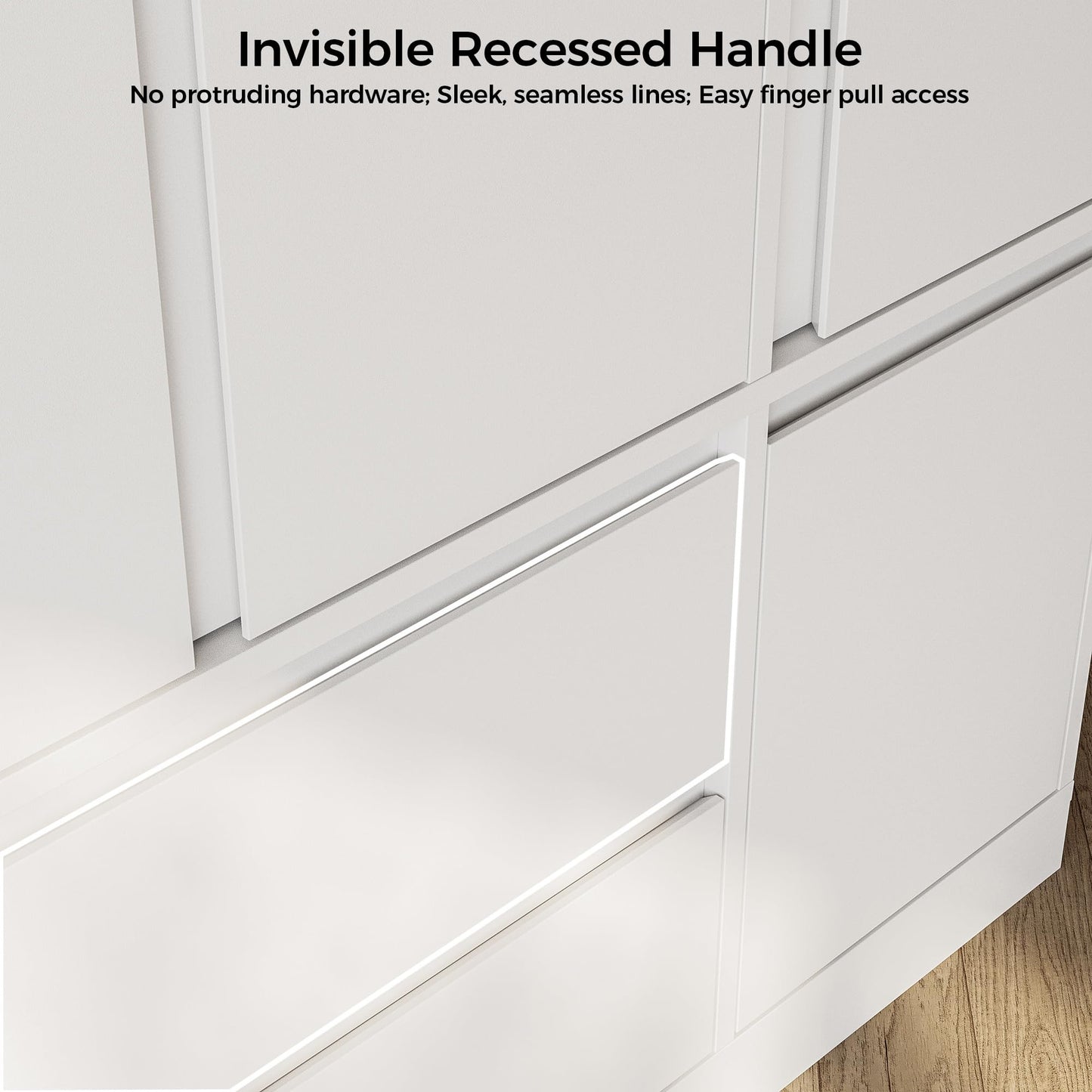 IRONCK 47.2" Armoire Wardrobe Closet with Drawers, White Armoire with Hanging Rods & DIY Adjustable Shelves, Modern Wardrobe with Soft-Close Hinges, Freestanding Closet for Bedroom
