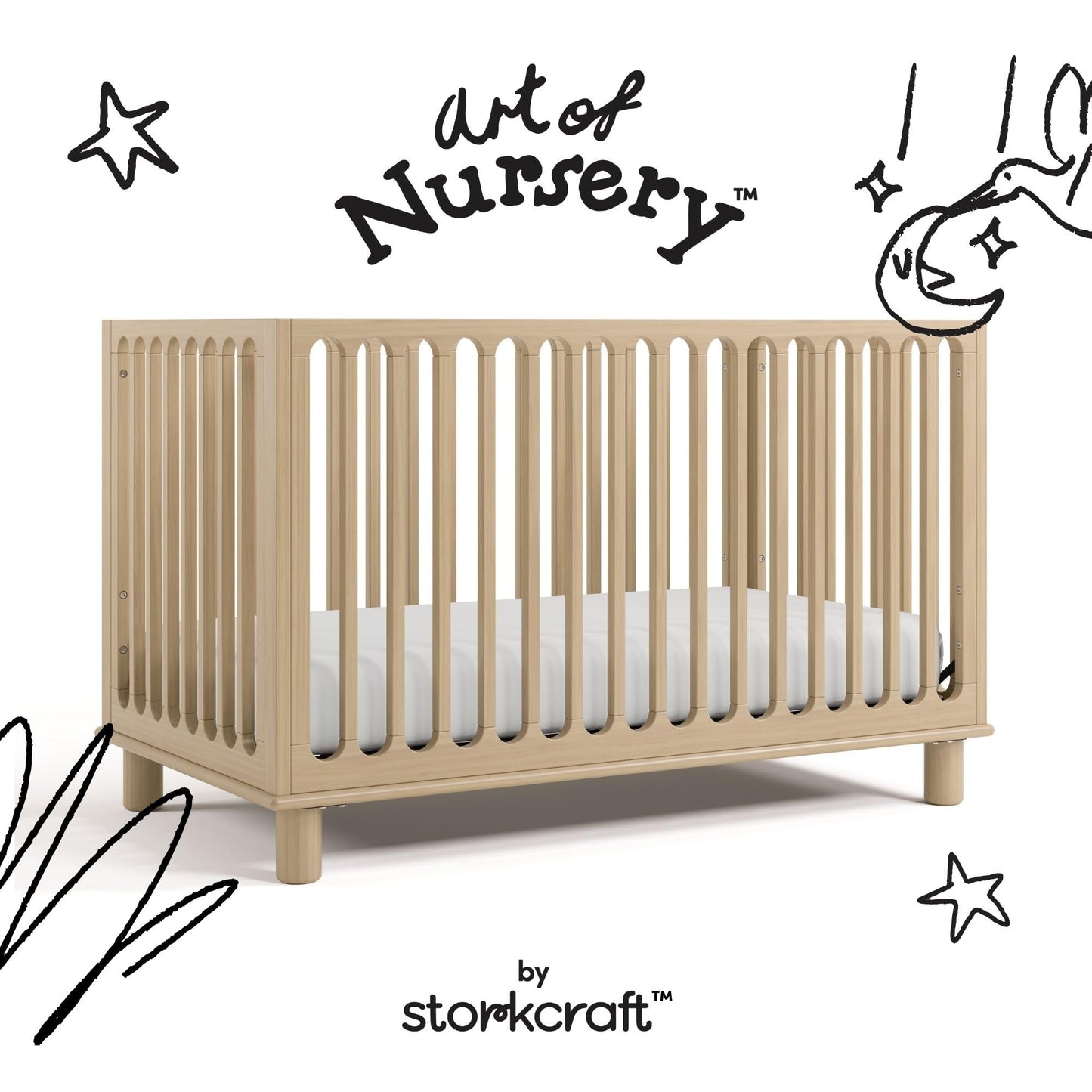 Storkcraft Sicily 3-in-1 Convertible Crib with Toddler Rail Included – GREENGUARD Gold Certified, 100% Solid Wood, Converts to Toddler Bed, Fits Standard Baby Crib Mattress (Driftwood)